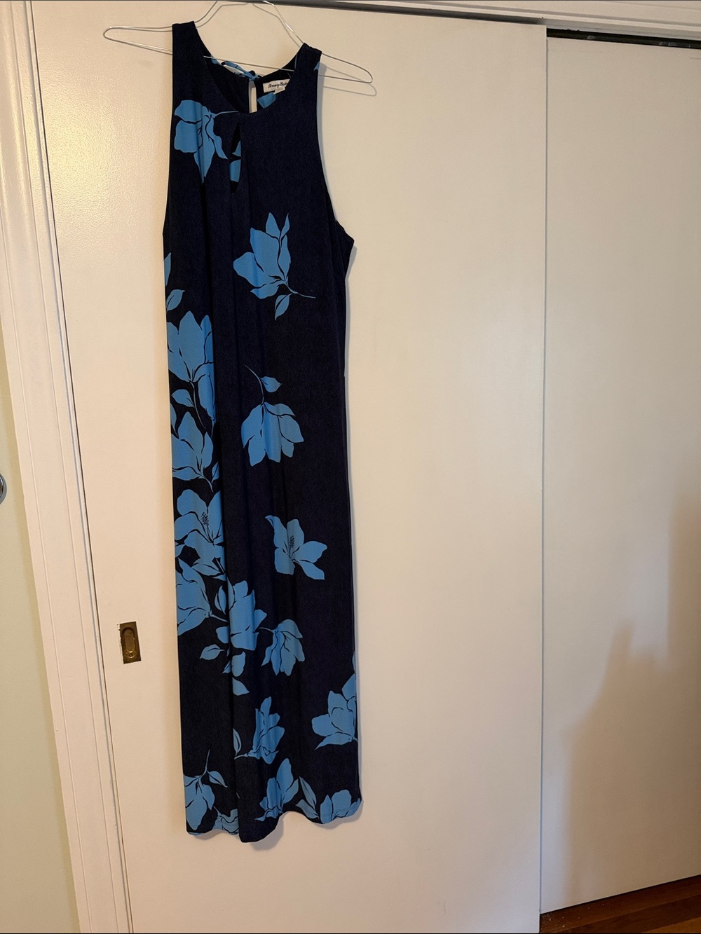 Tommy Bahama Navy Maxi Dress with Blue Floral Print- Like New!!!!